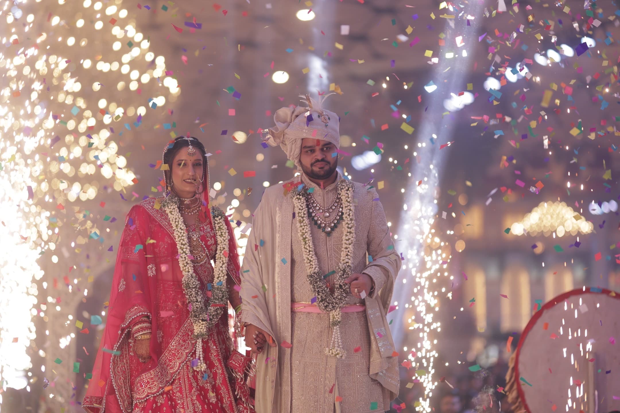 Arjun holding Shagun's face in an intimate wedding moment